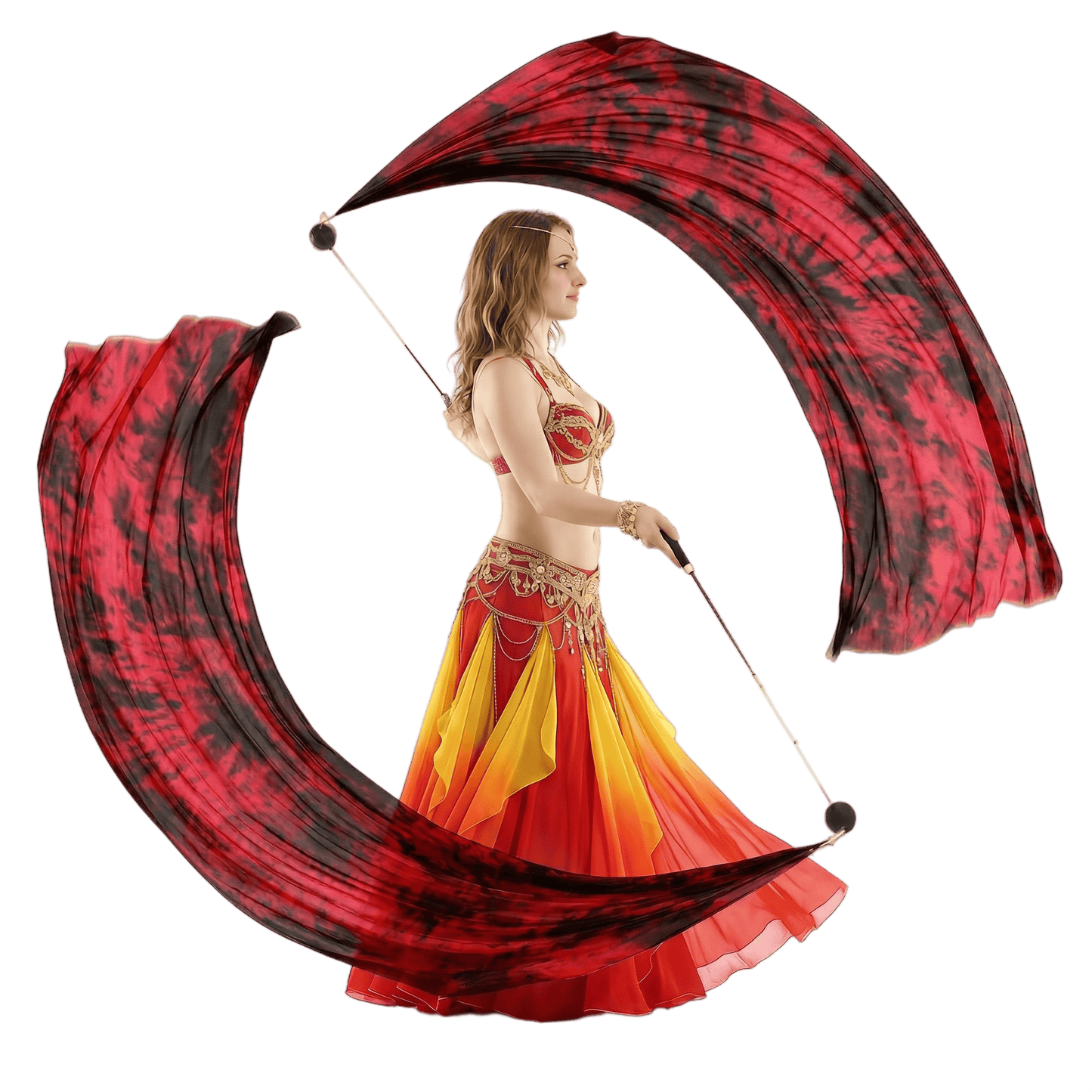 Silk Veil Poi – 2 Balls & 2 Silk Veils | Dance Performance Props
