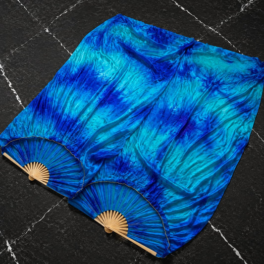 Deep Blue Abyss Silk Fan Veils — one-of-one silk fan veils by LUMIVEIL, product image 1