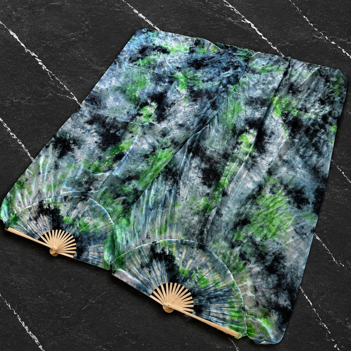 Ancient Rainforest Silk Fan Veils — one-of-one silk fan veils by LUMIVEIL, product image 1
