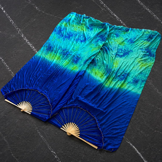 Tropical Azure Ocean Silk Fan Veils — one-of-one silk fan veils by LUMIVEIL, product image 1