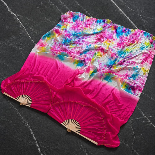 Tropical Paradise Island Silk Fan Veils — one-of-one silk fan veils by LUMIVEIL, product image 1
