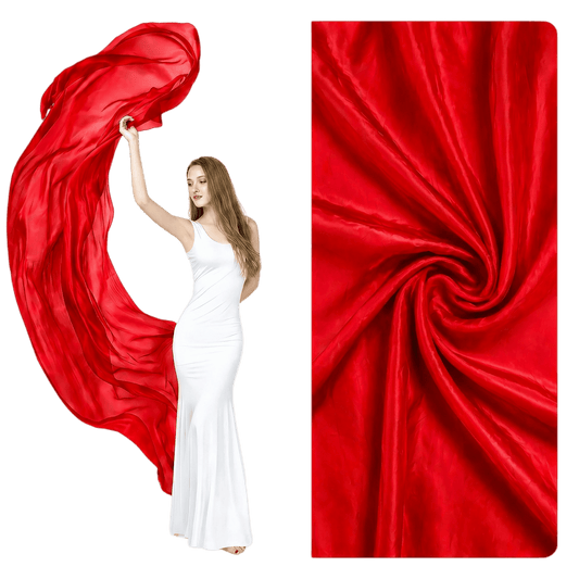 Pure red hand-dyed silk veil