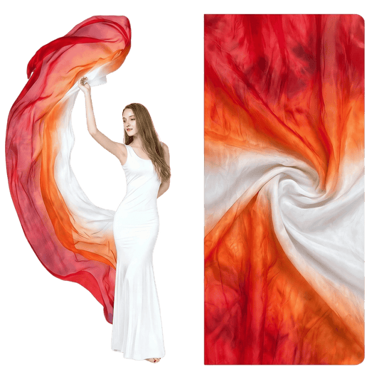 White to red gradient hand-dyed silk veil