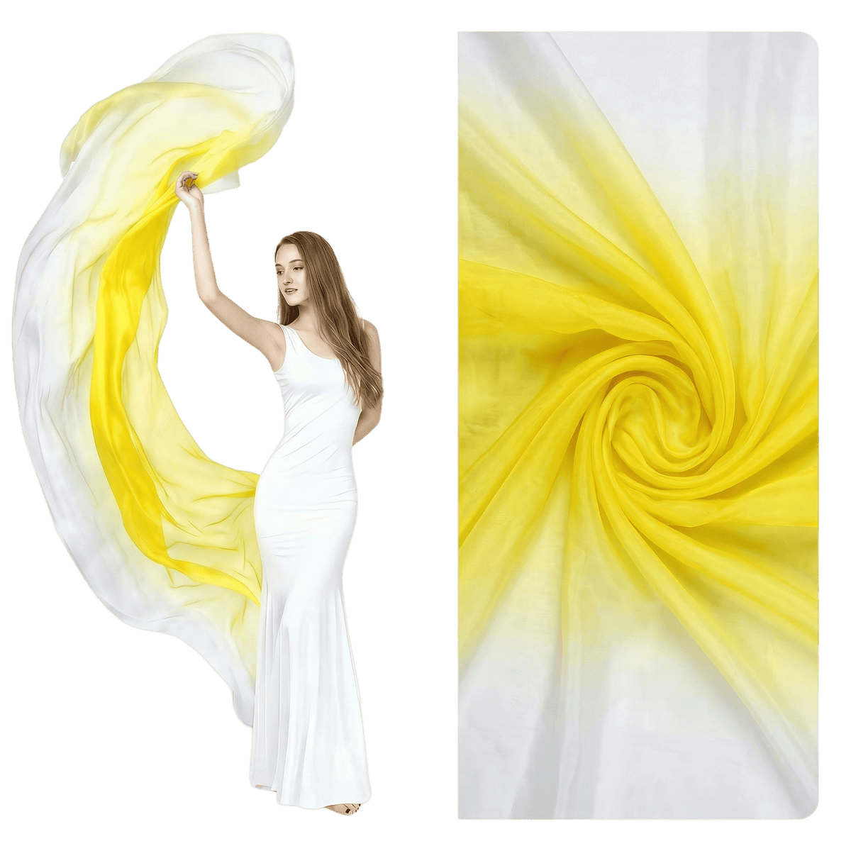 White & Yellow Silk Veil