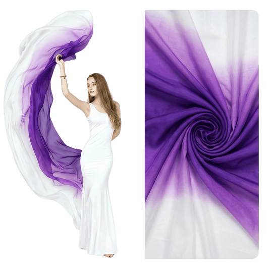 White to purple gradient hand-dyed silk veil