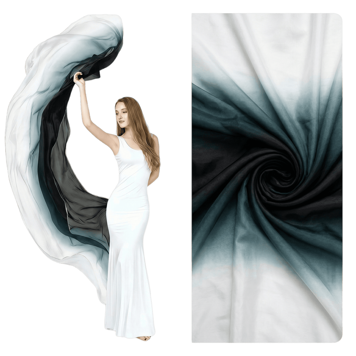 White & Black Silk Veil