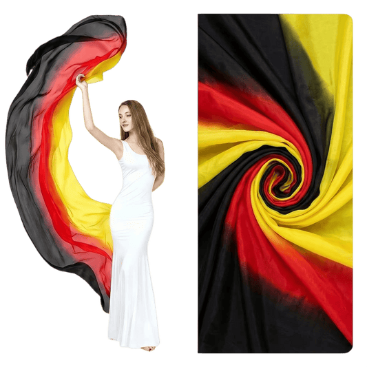 Black red and yellow gradient hand-dyed silk veil