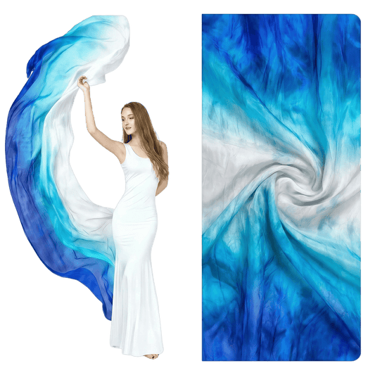 White lake blue and sapphire gradient hand-dyed silk veil
