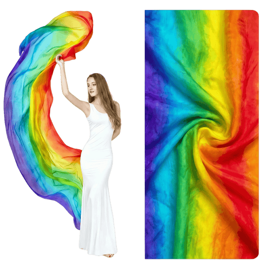 Rainbow gradient hand-dyed silk veil
