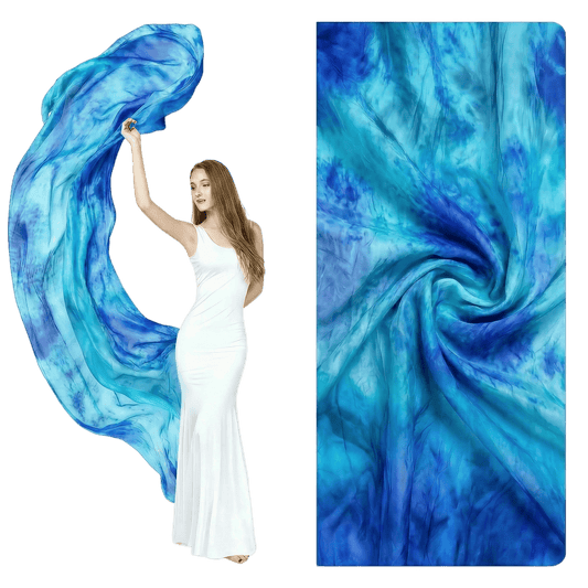 Lake blue and sapphire one-of-one hand-dyed silk veil