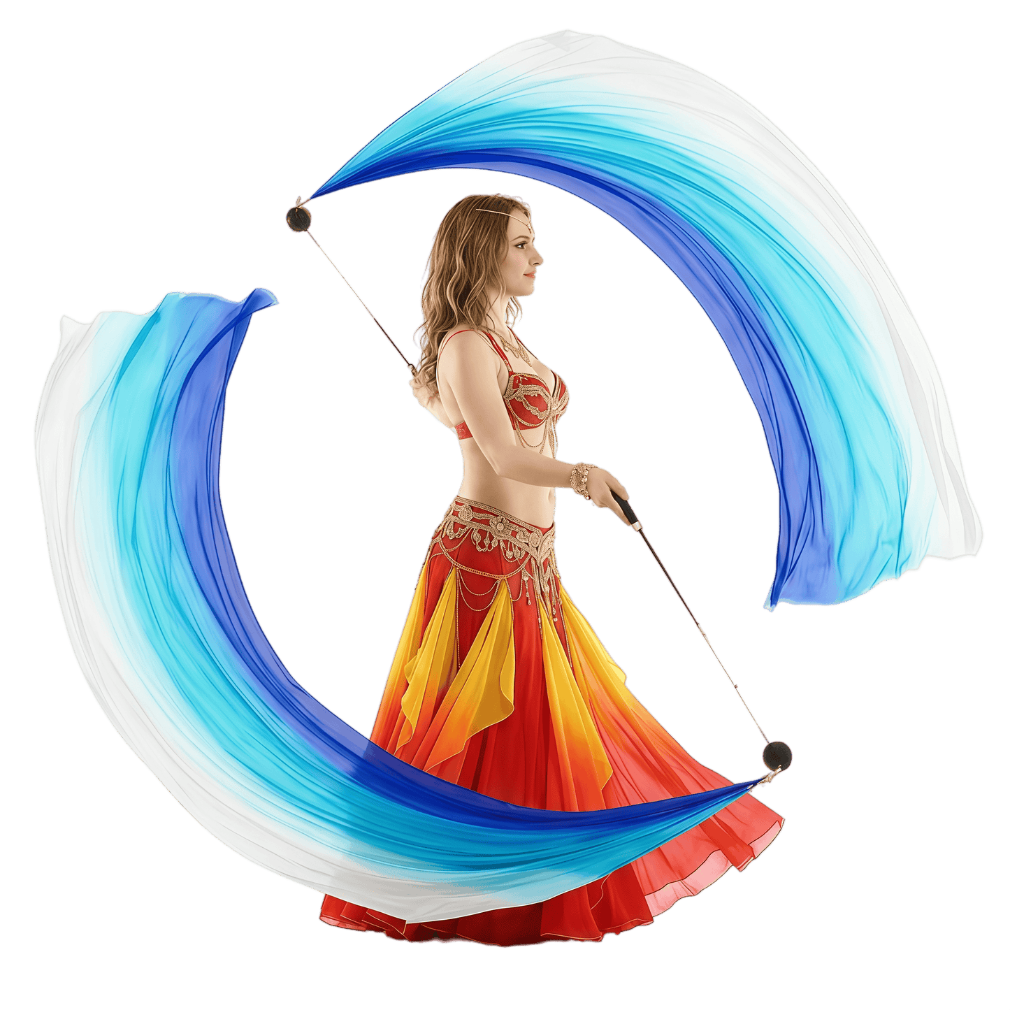 Silk Veil Poi – 2 Balls & 2 Silk Veils | Dance Performance Props