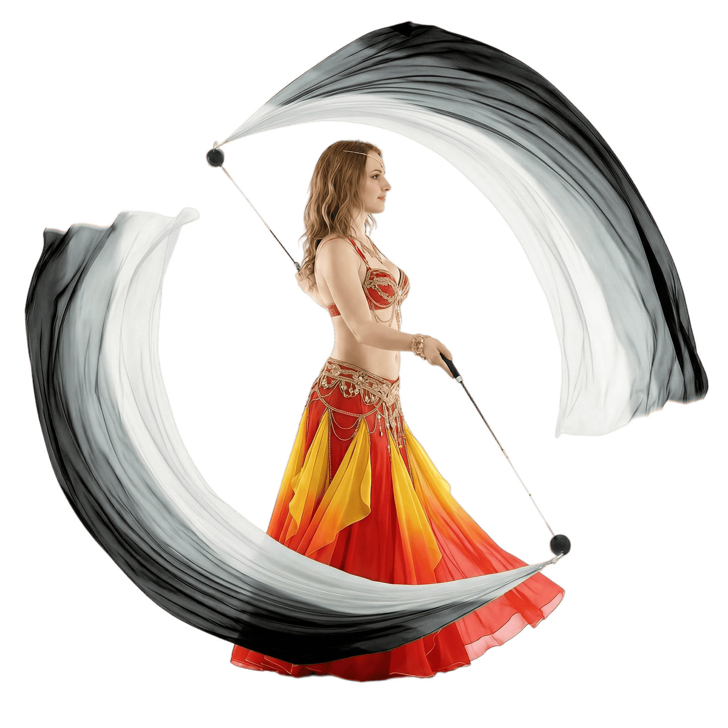Silk Veil Poi – 2 Balls & 2 Silk Veils | Dance Performance Props