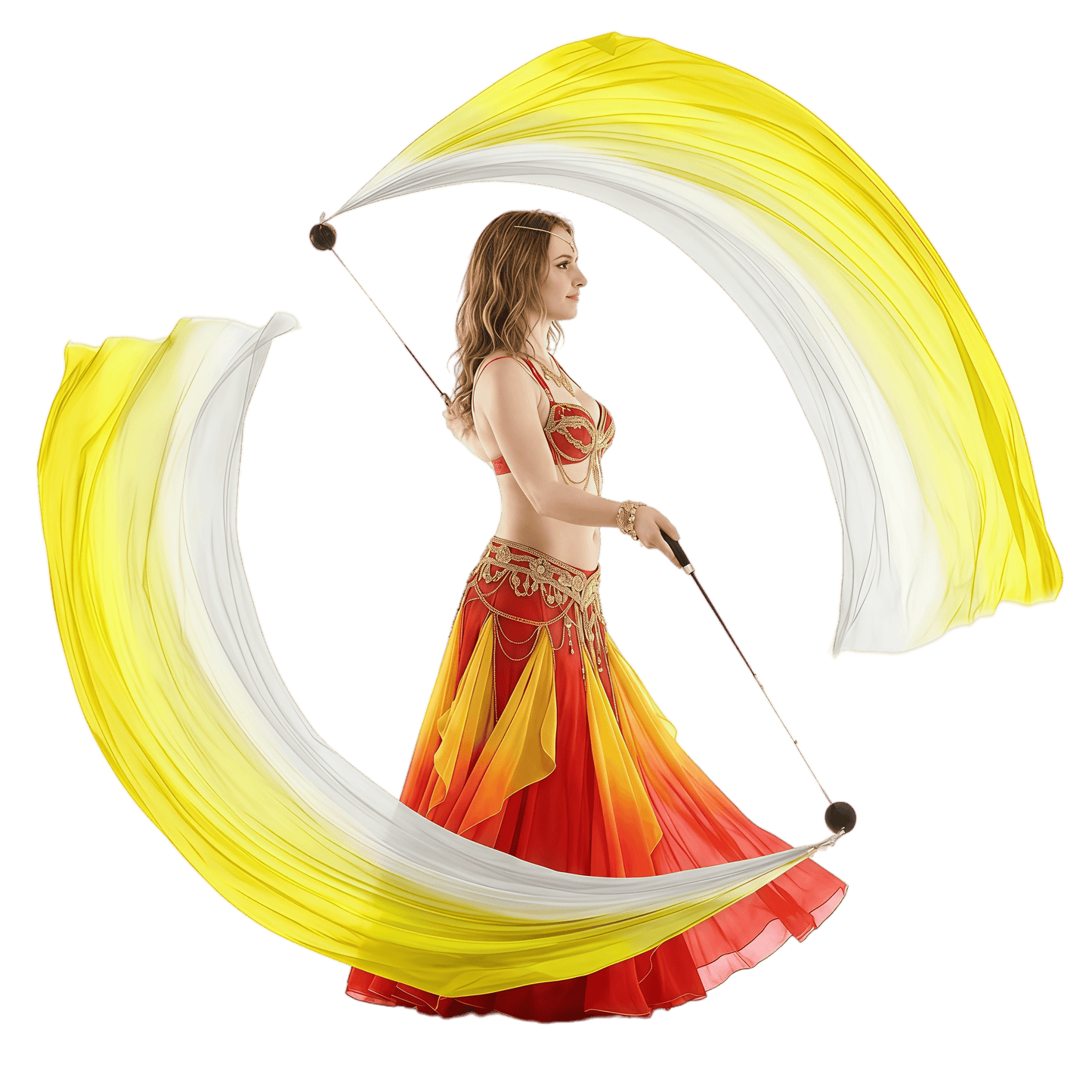 Silk Veil Poi – 2 Balls & 2 Silk Veils | Dance Performance Props