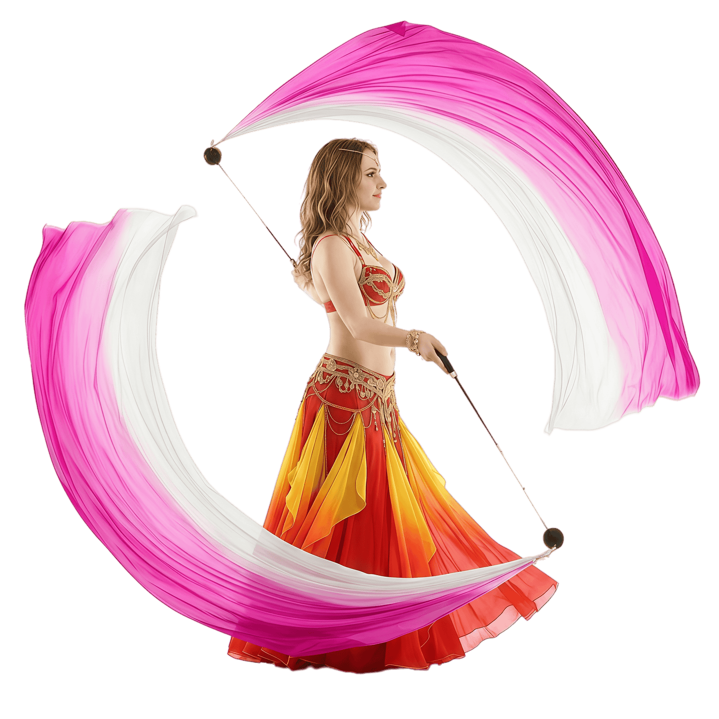 Silk Veil Poi – 2 Balls & 2 Silk Veils | Dance Performance Props