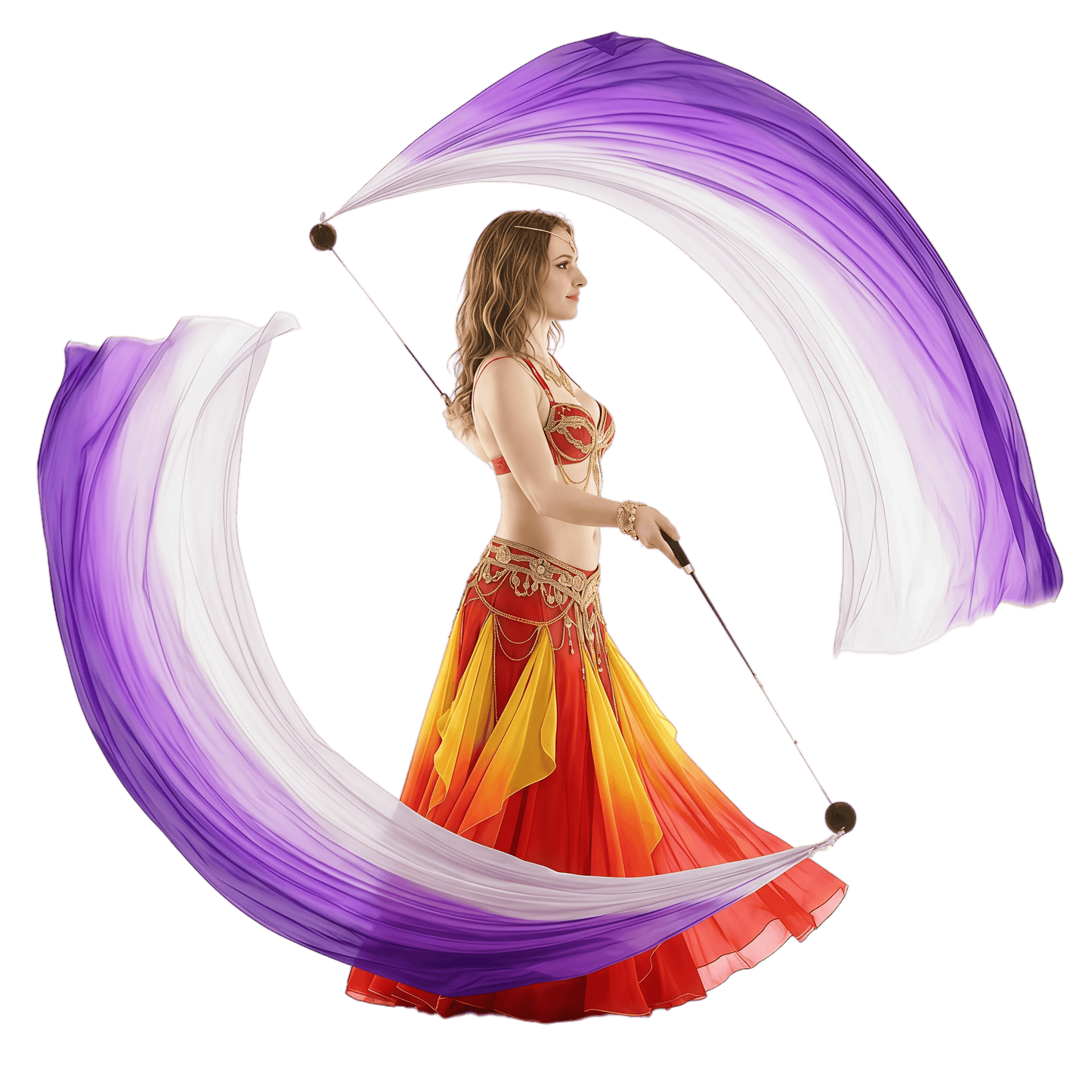 Silk Veil Poi – 2 Balls & 2 Silk Veils | Dance Performance Props
