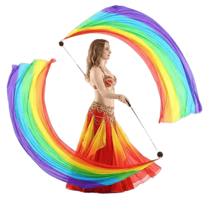 Silk Veil Poi – 2 Balls & 2 Silk Veils | Dance Performance Props