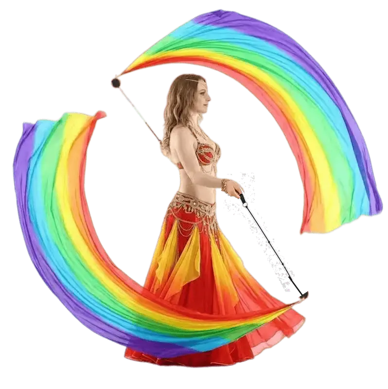 Rainbow Silk Veil Poi Set Silk Veil Poi