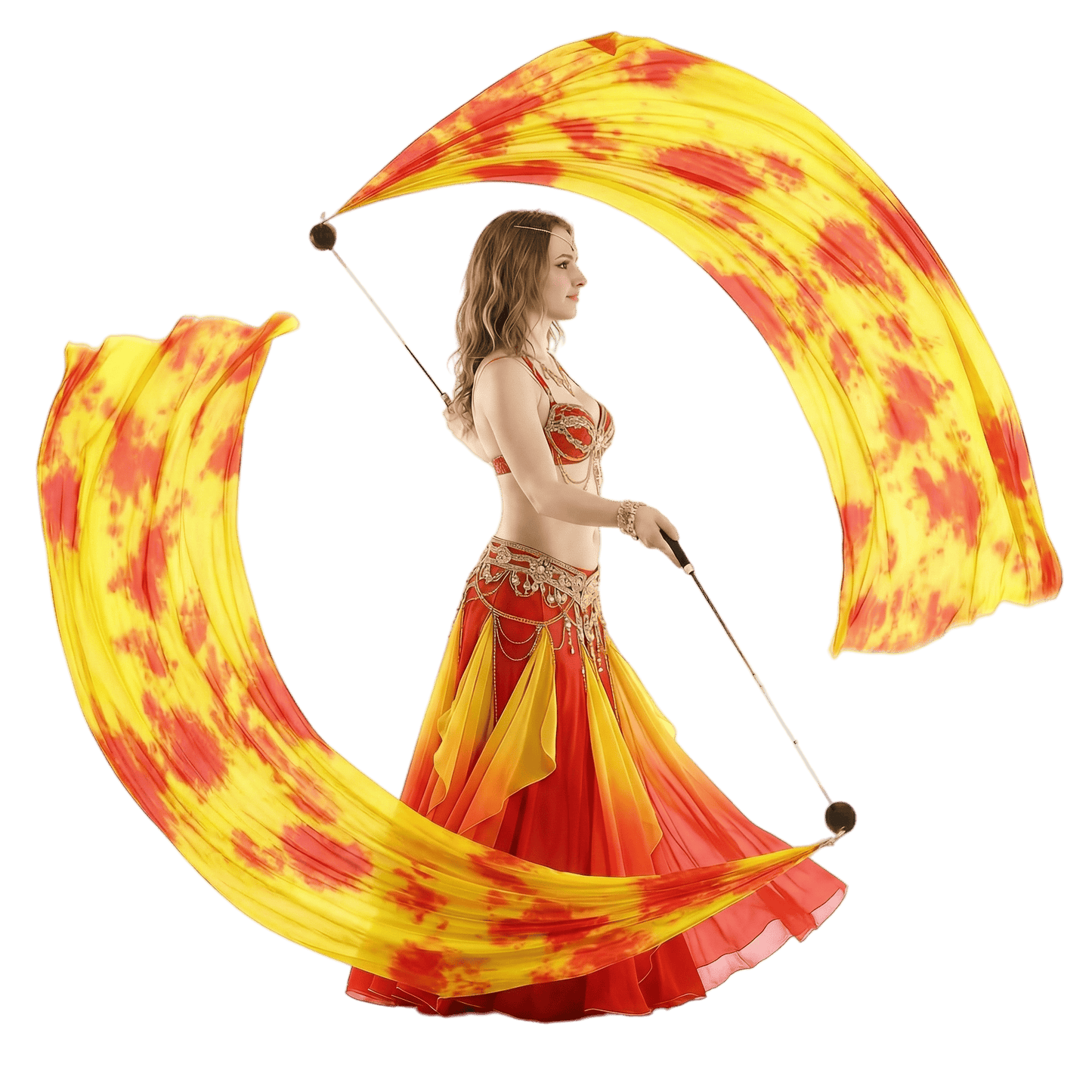 Silk Veil Poi – 2 Balls & 2 Silk Veils | Dance Performance Props
