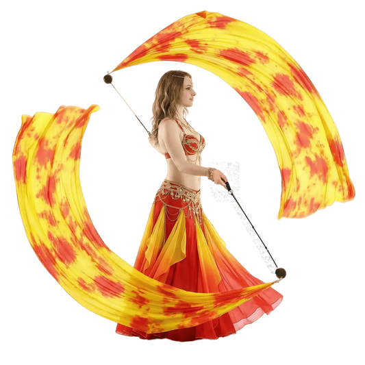 Yellow & Red Silk Veil Poi