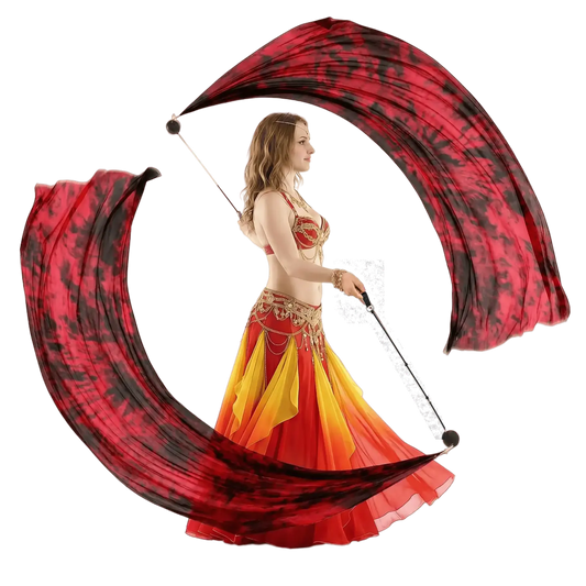 Black & Red Silk Veil Poi