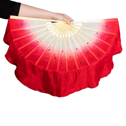 Red kids silk fan veils — matched left and right pair