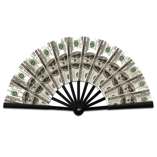Hundred-Dollar Hype Oversized Rave Folding Fan transparent background