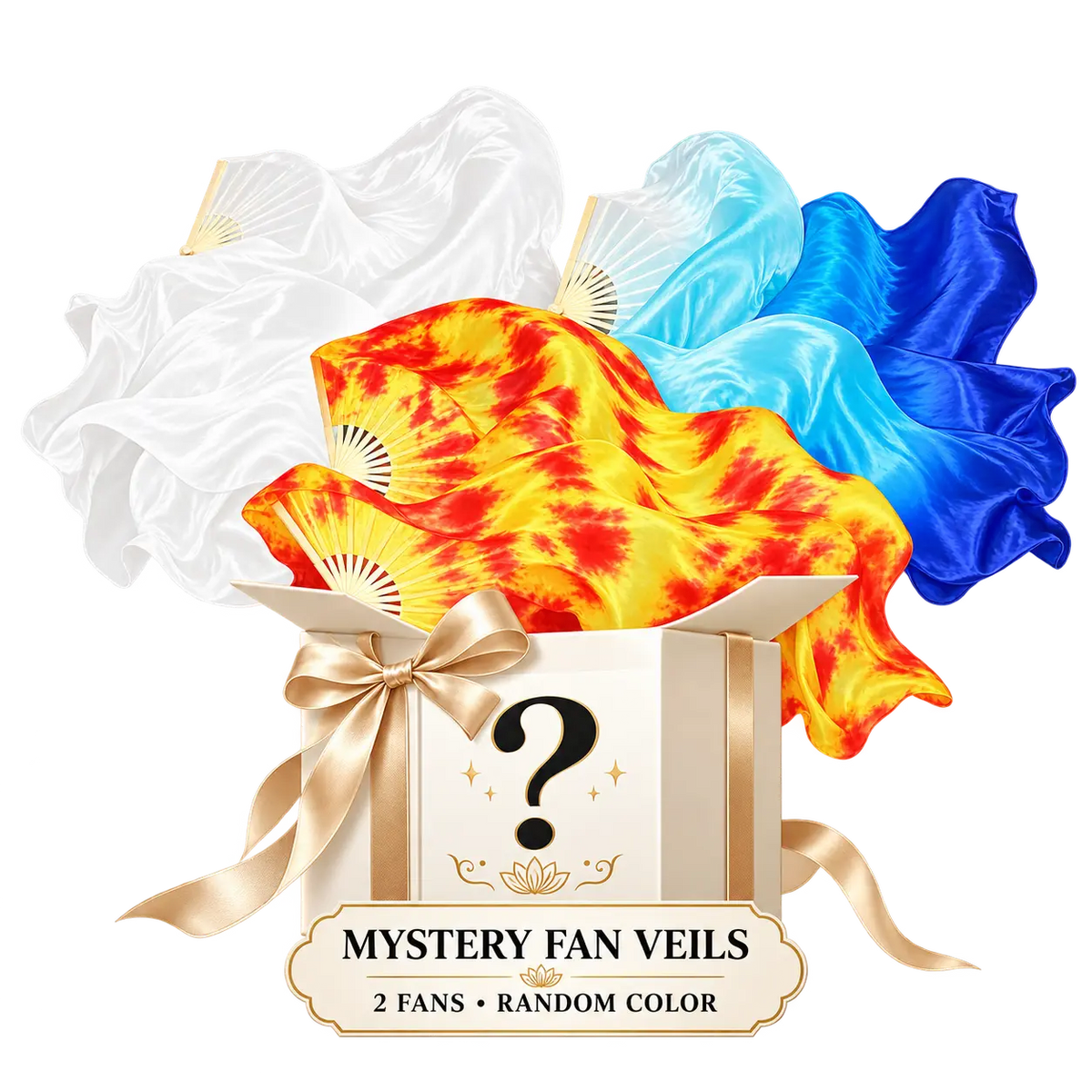Mystery silk fan veils sold as one 1.8 m pair in a randomly selected color