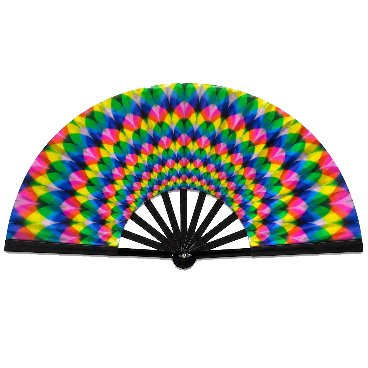 Psychedelic Kaleidoscope Oversized Rave Folding Fan transparent background