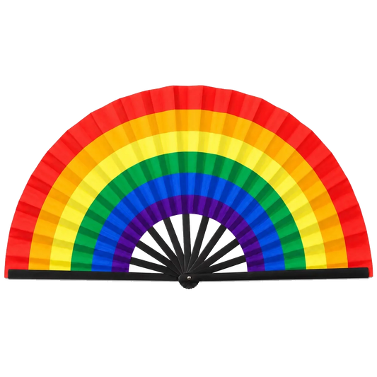 Classic Rainbow Oversized Rave Folding Fan transparent background