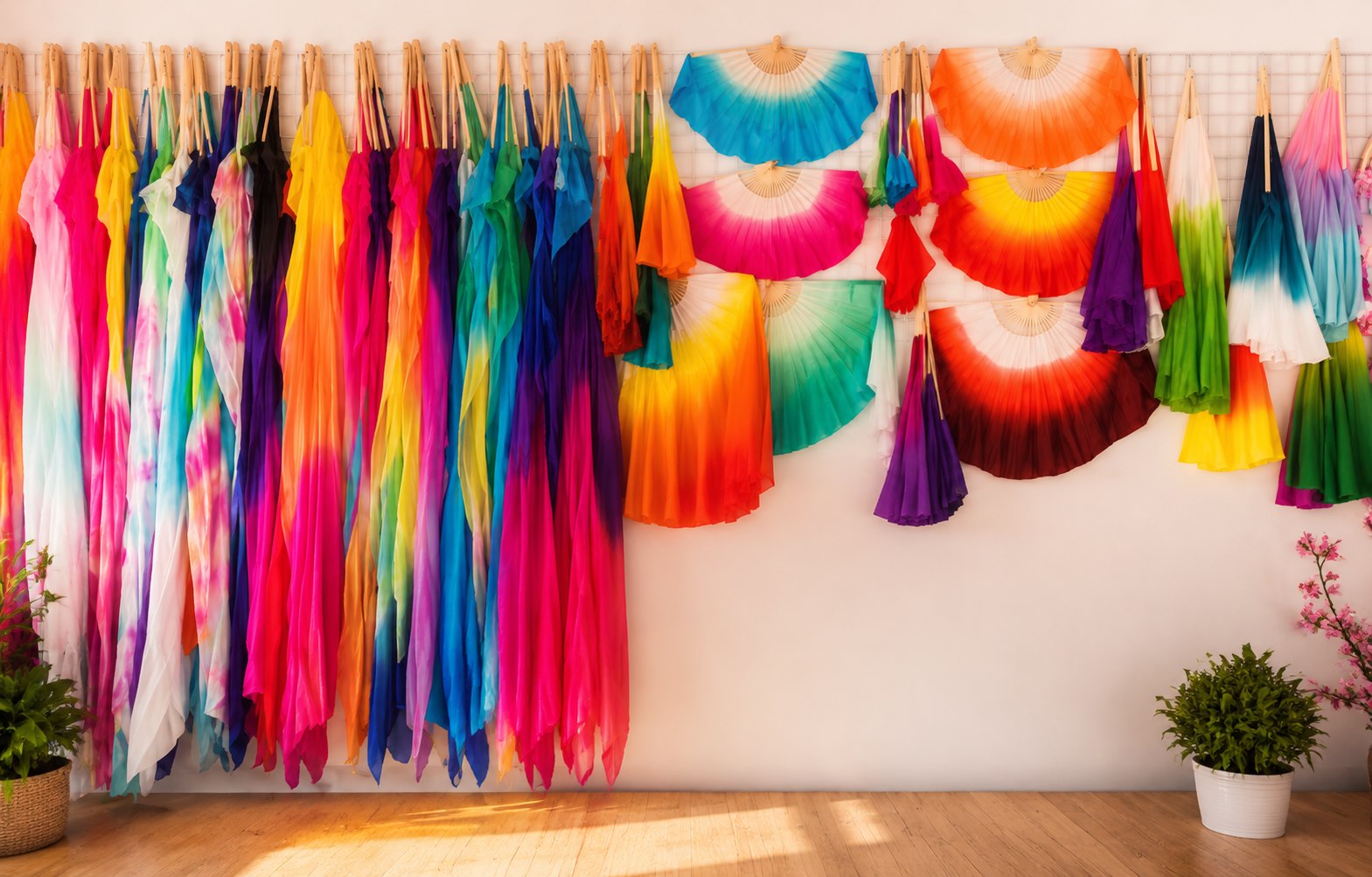 Hand-dyed silk and fan veils in the LUMIVEIL studio
